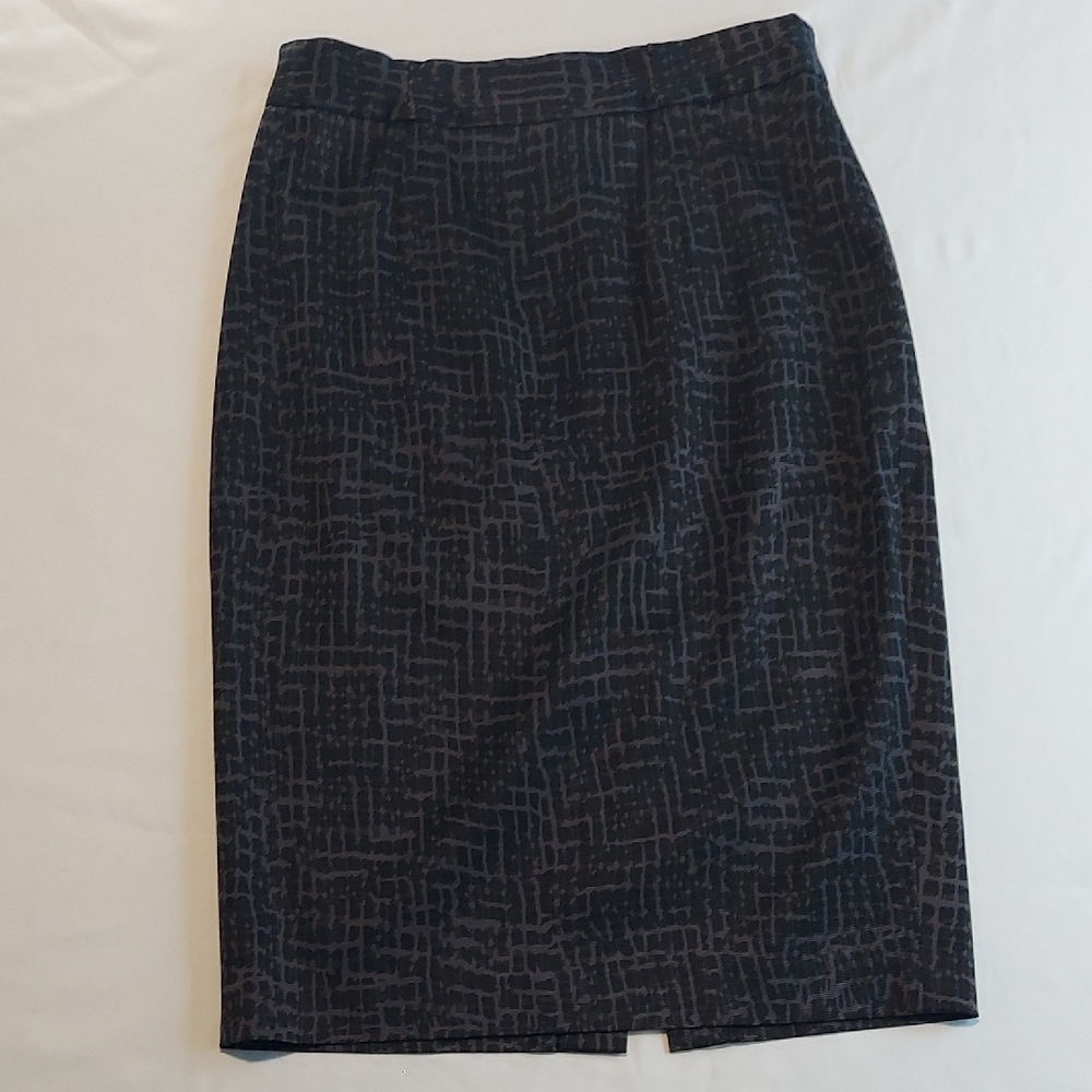 LOFT Black Grid Pattern Pencil Skirt Minimalist Monochrome Office Sz. 6